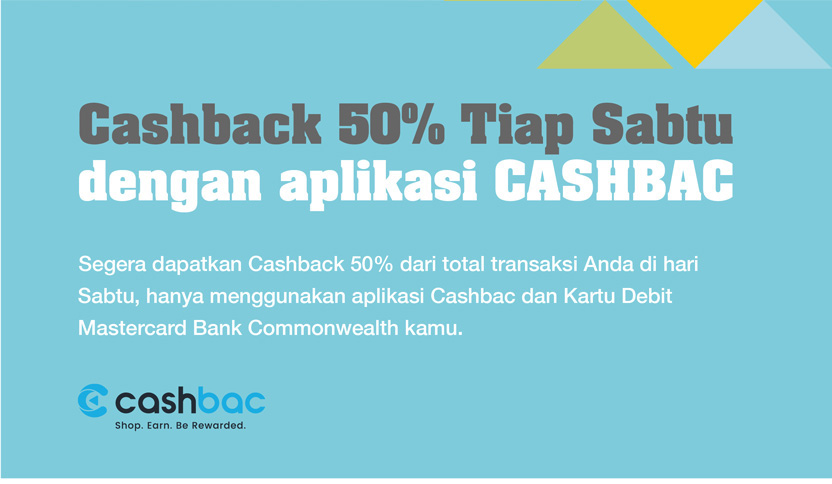 Cashback 50% Every Saturday